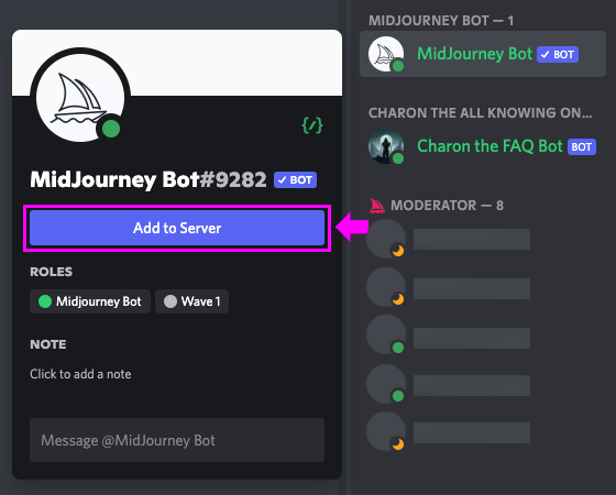 ajouter bot midjourney serveur faceswap visage
