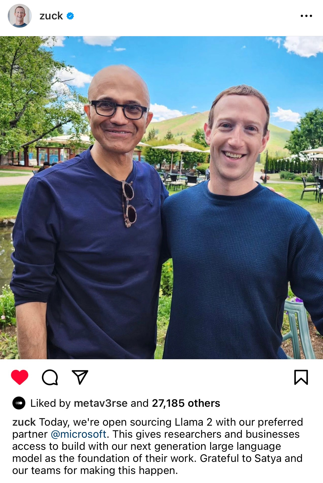 instagram zuck et microsoft ceo