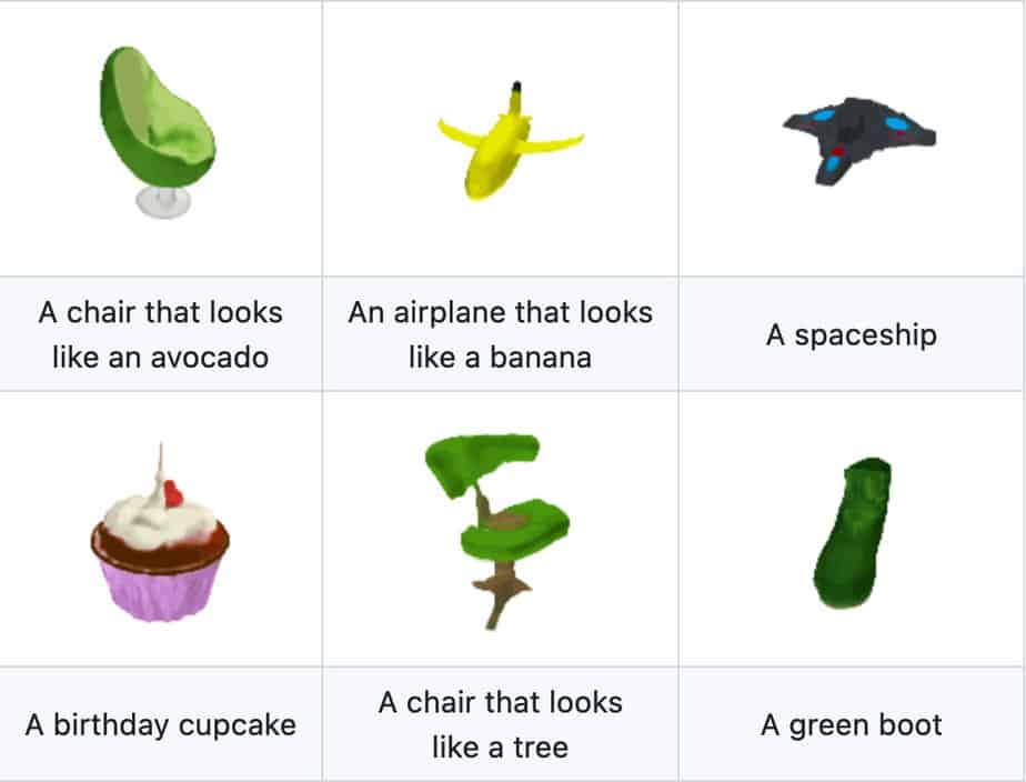 shap e examples en ligne gratuit open ai text to 3D